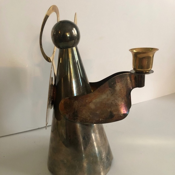 Vintage Elegance silver on brass Angel Candleholder for Christmas and more - Picture 2 of 8